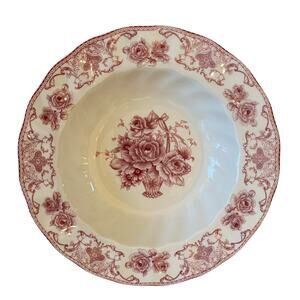 Palate & Plate Victorian RED Rose Floral Porcelain 8.5" Soup Bowl Set of 4 NEW